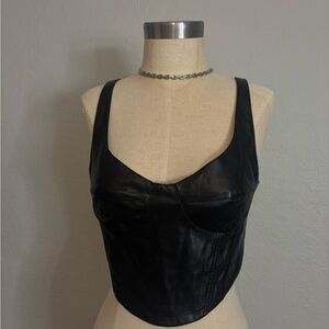 Black Leather Women's Top